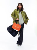 Groene vegan leather jacket