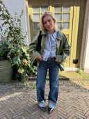 Groene faux leather jacket