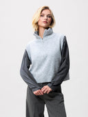 Lichtgrijze half-zip vest