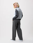 Lichtgrijze half-zip vest