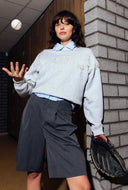 Grijze sweater met parel franjes