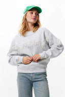 Grijze sweater met parel franjes