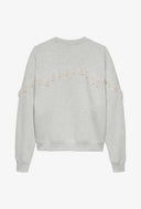 Grijze sweater met parel franjes