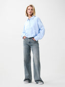 Blauwe gestreepte tuck in blouse