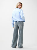 Blauwe gestreepte tuck in blouse