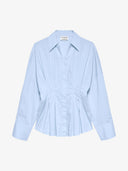 Lichtblauwe blouse met taille plooien