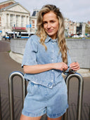 Lichtblauwe denim blouse