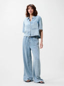 Lichtblauwe denim blouse