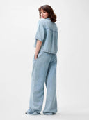 Lichtblauwe denim blouse