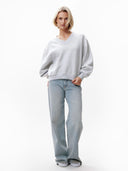 Lichtgrijze sweater met v-hals