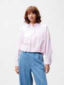 Lichtroze blouse met tuck in effect