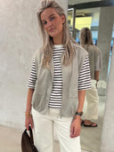 Beige bodywarmer met rits veronica vest