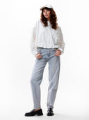 Offwhite blouse met tuck in effect