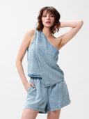 Asymmetrische denim top