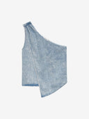 Asymmetrische denim top