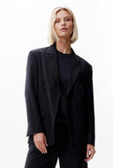 Zwarte relaxed blazer pin stripe