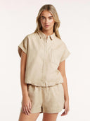 Beige linnenmix blouse kelly