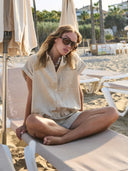 Beige linnenmix blouse kelly