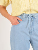 Lichtblauwe wide leg jeans faye