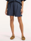 Donkerblauwe linnen shorts novi