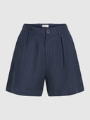 Donkerblauwe linnen shorts novi