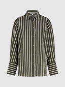 Donkerbruine blouse met strepen opal blouse