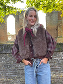 Bordeaux geruite blouse drew