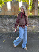 Bordeaux geruite blouse drew