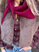 Bordeaux geruite blouse drew