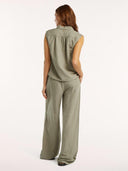 Groene linnenmix broek lio