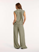 Khaki linnenmix blouse bowie