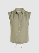 Khaki linnenmix blouse bowie