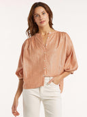 Oranje metallic blouse britt