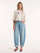 T-shirt met embroidery tekst rane top