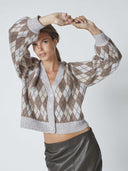 Bruine rowcc check cardigan