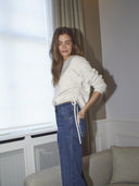 Creme trui rowcc string knit