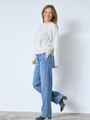 Creme trui rowcc string knit