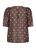 Donkerbruine dot blouse ditacc