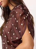 Donkerbruine dot blouse ditacc