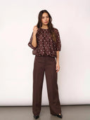 Donkerbruine dot blouse ditacc