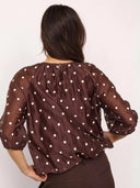 Donkerbruine dot blouse ditacc