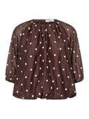 Donkerbruine dot blouse ditacc