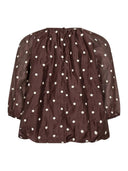 Donkerbruine dot blouse ditacc