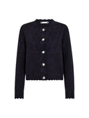 Navy pointelle gebreid vest rowcc