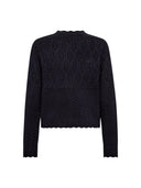 Navy pointelle gebreid vest rowcc