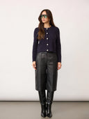 Navy pointelle gebreid vest rowcc