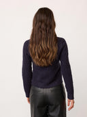 Navy pointelle gebreid vest rowcc