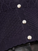 Navy pointelle gebreid vest rowcc
