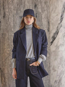 Donkerblauwe krijtstreep blazer naida