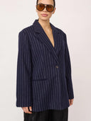 Donkerblauwe krijtstreep blazer naida